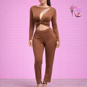NWT Brown Cut-Out Jumpsuit